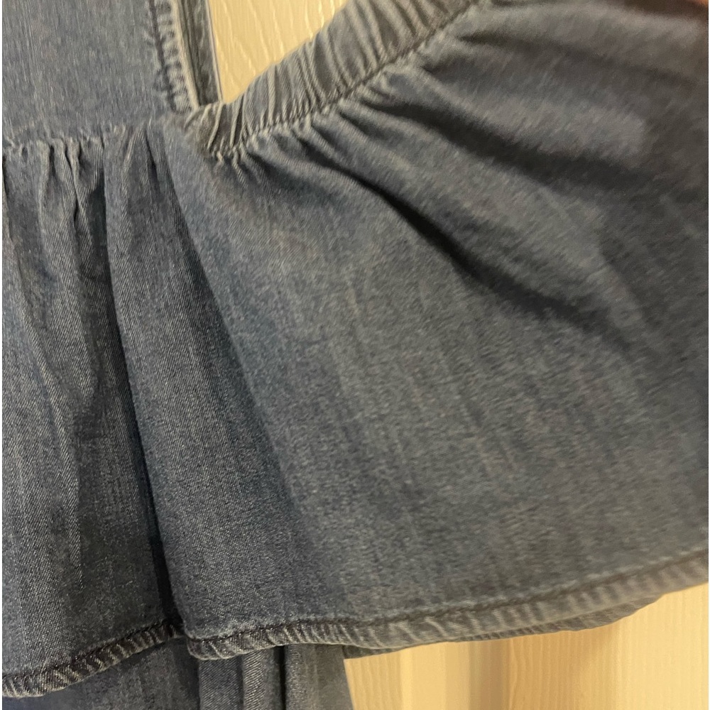 Vera Moda Cold Shoulder Denim Ruffle Blouse - Picture 7 of 8